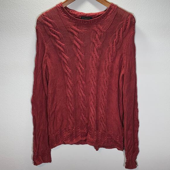 Brooks Brothers Sweaters - Brooks Brothers Women’s Sweater Size Large Salmon Cable Knit Silk Cotton Blend